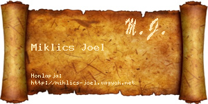 Miklics Joel névjegykártya