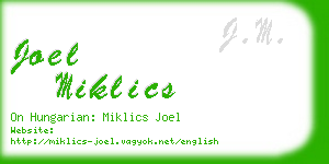 joel miklics business card